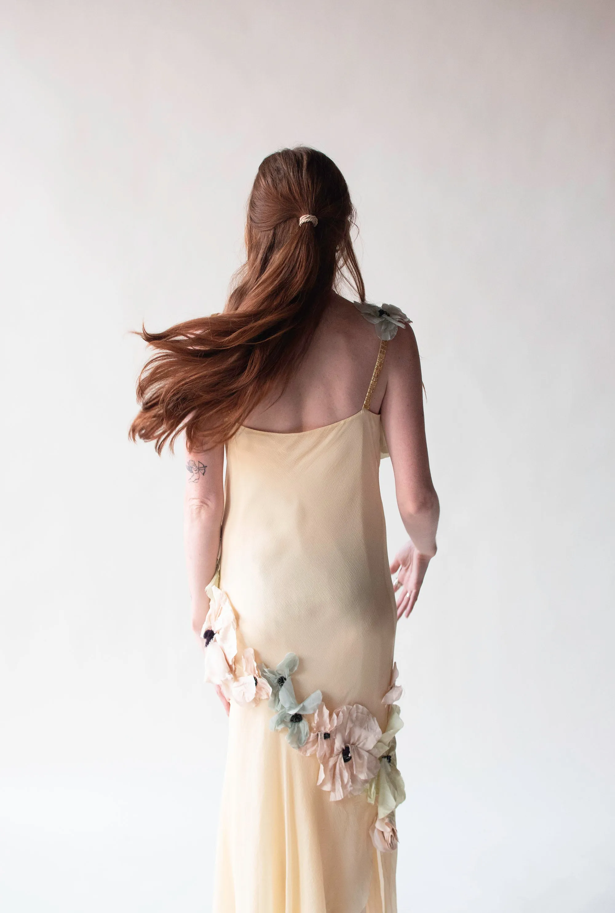 Chiffon Dress W/ Floral Applique