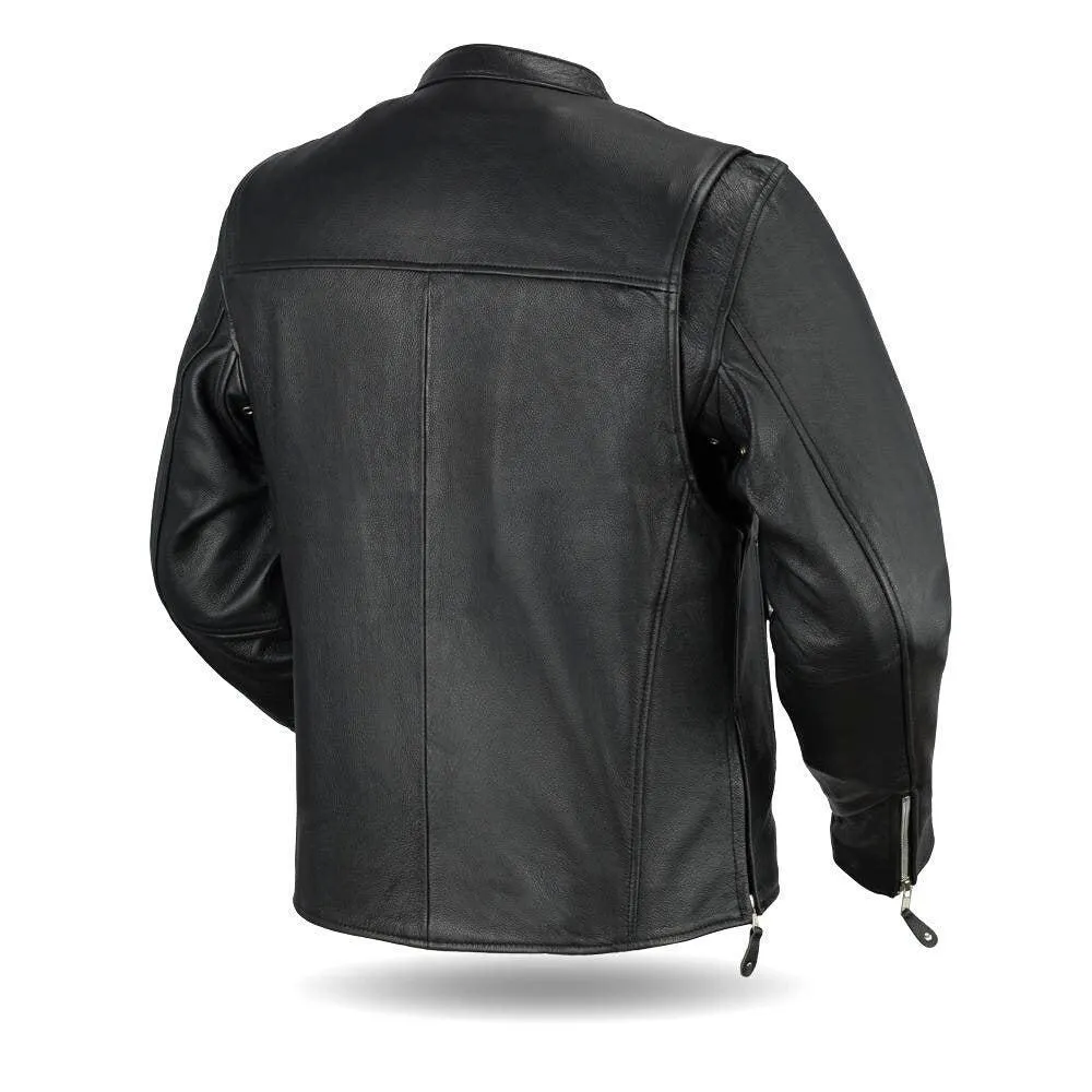 Classic Mens Cafe Style Leather Jacket