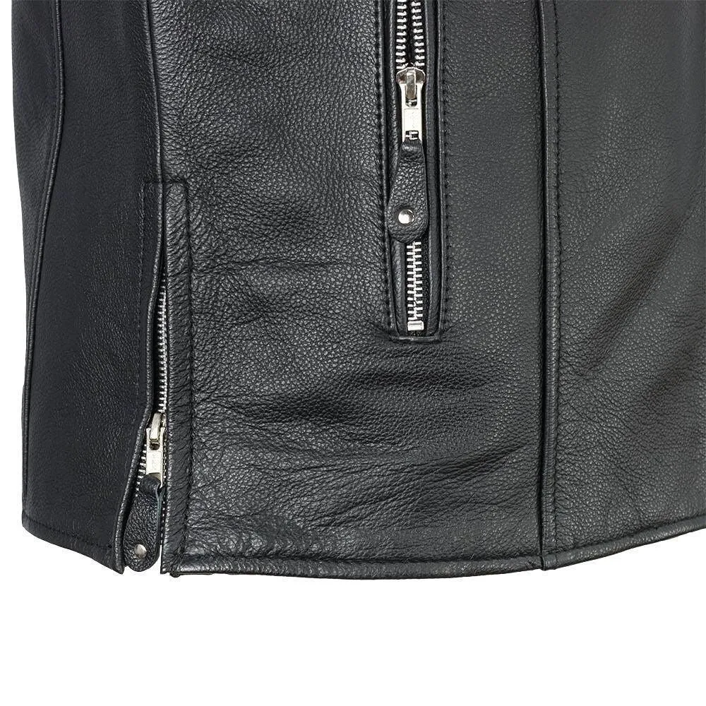 Classic Mens Cafe Style Leather Jacket