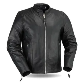 Classic Mens Cafe Style Leather Jacket
