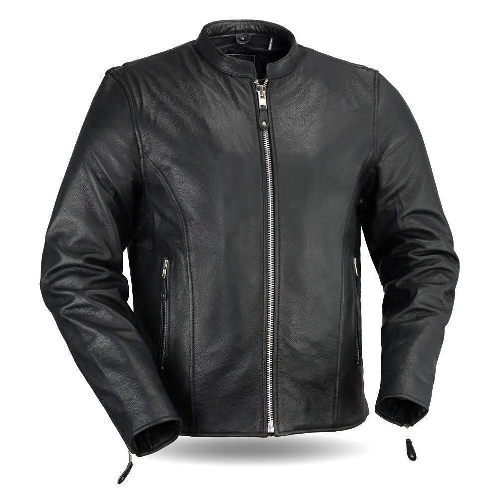 Classic Mens Cafe Style Leather Jacket