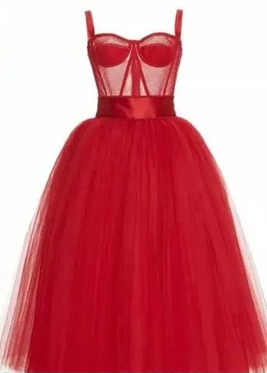 Classic Red Tulle Prom Dress