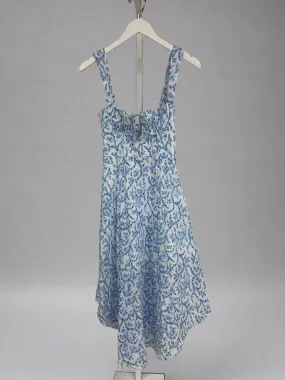 Cobalt Skies Floral Midi Dress Blue White