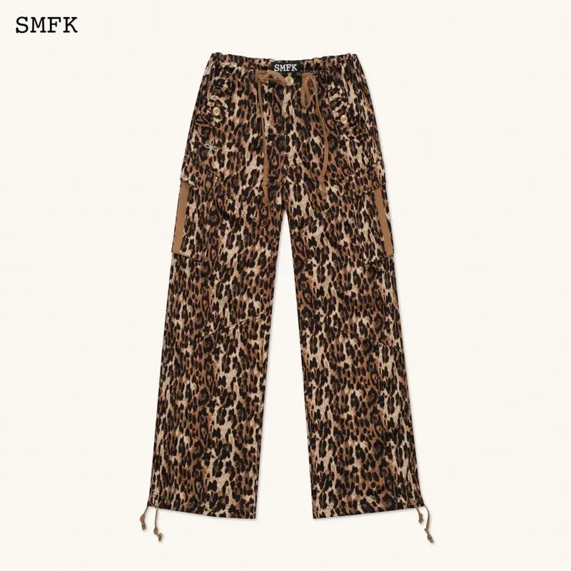 Compass Leopard Print Satin Cargo Pants