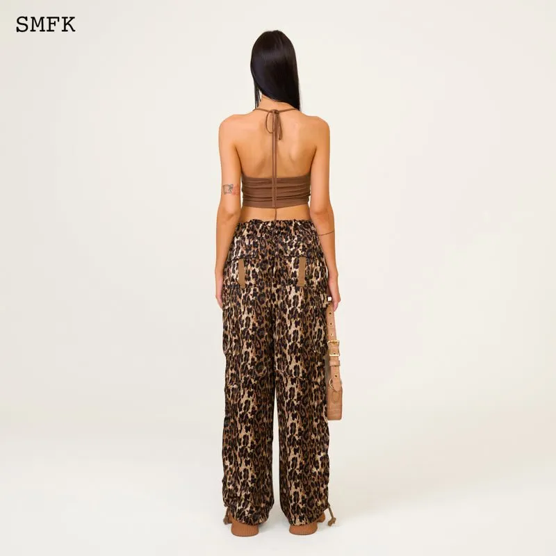 Compass Leopard Print Satin Cargo Pants