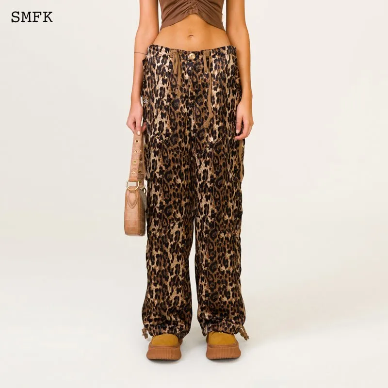 Compass Leopard Print Satin Cargo Pants