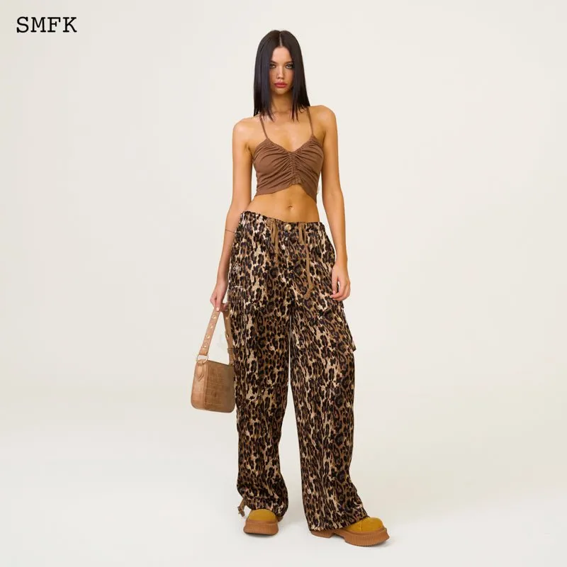Compass Leopard Print Satin Cargo Pants