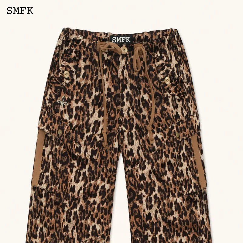 Compass Leopard Print Satin Cargo Pants