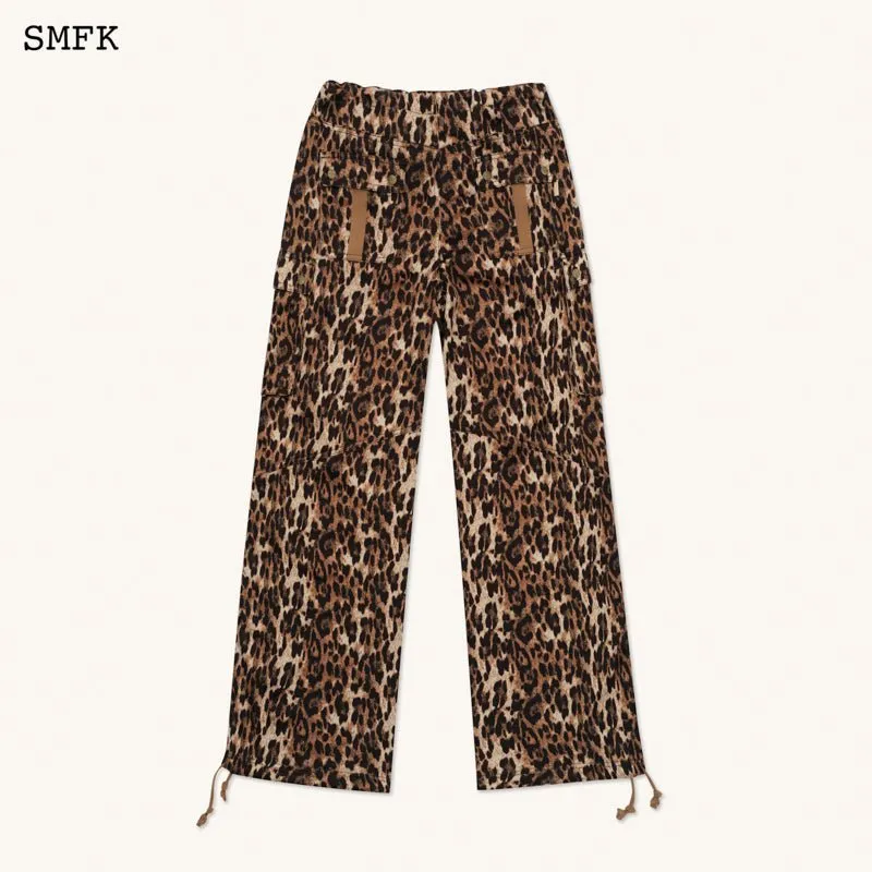 Compass Leopard Print Satin Cargo Pants