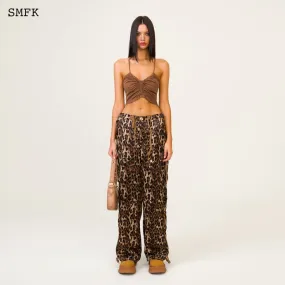 Compass Leopard Print Satin Cargo Pants