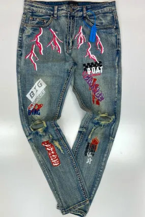 Cooper 9- chance graphic jeans (light wash)