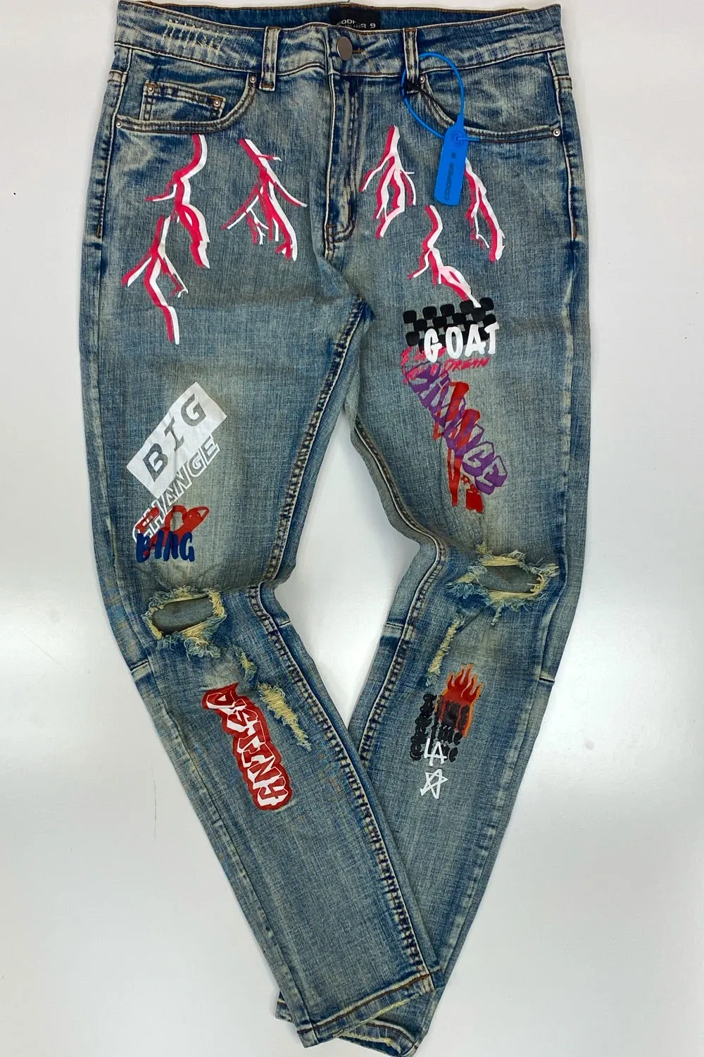Cooper 9- chance graphic jeans (light wash)