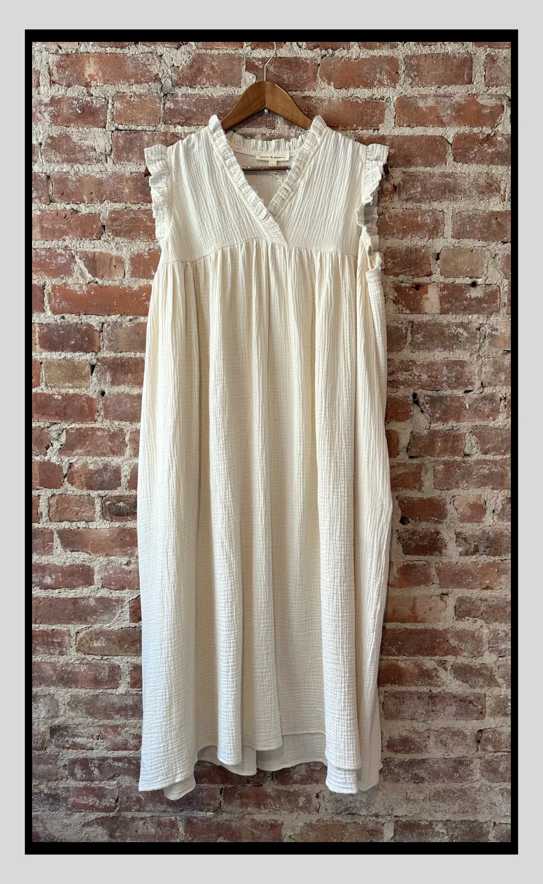 Cream Ruffle Sleeve Maxi Dress