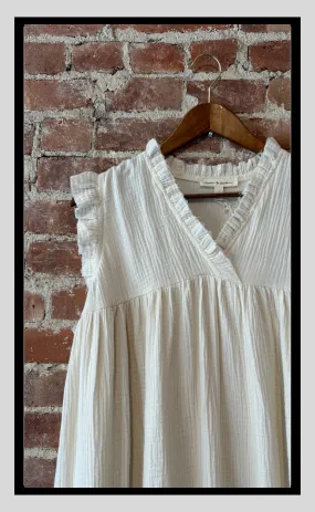Cream Ruffle Sleeve Maxi Dress