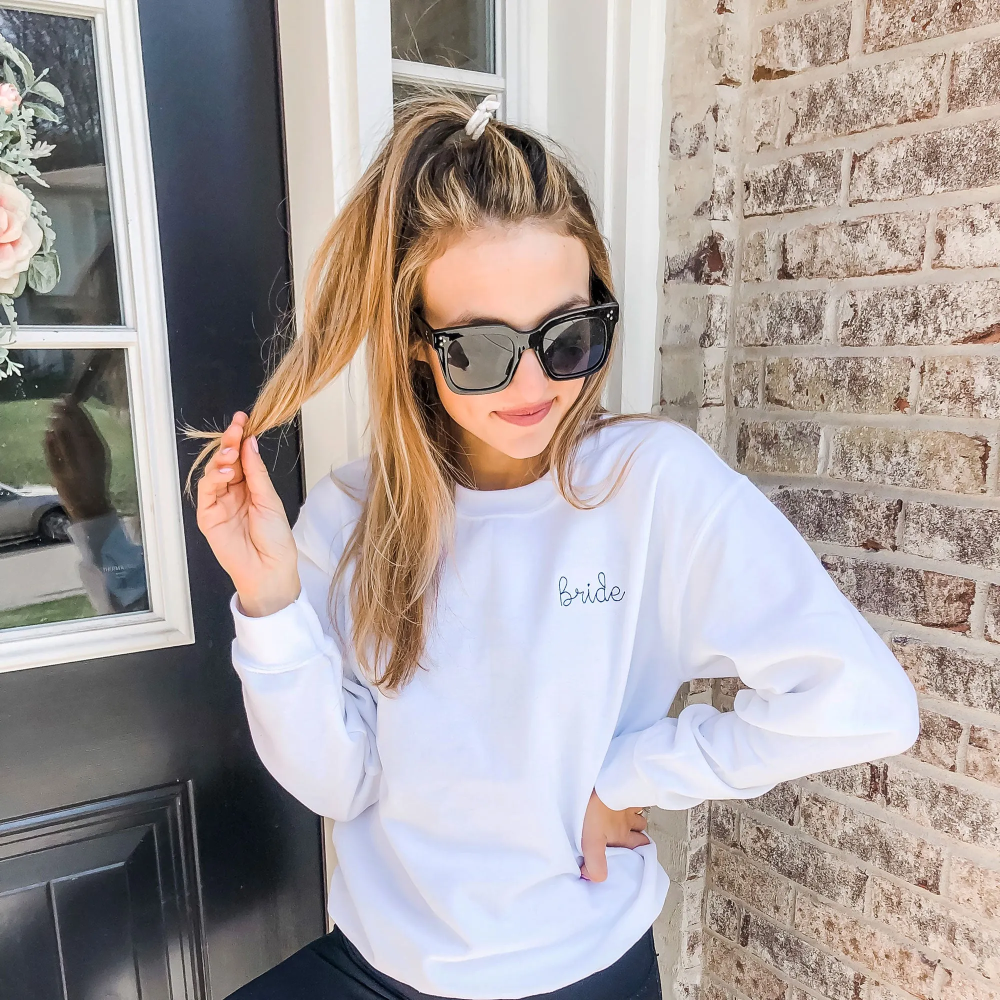 Custom Bridal Embroidered Crewneck Sweatshirt