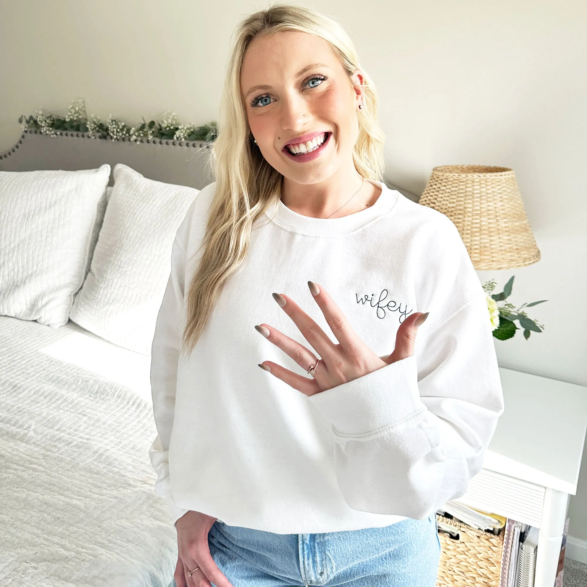 Custom Bridal Embroidered Crewneck Sweatshirt