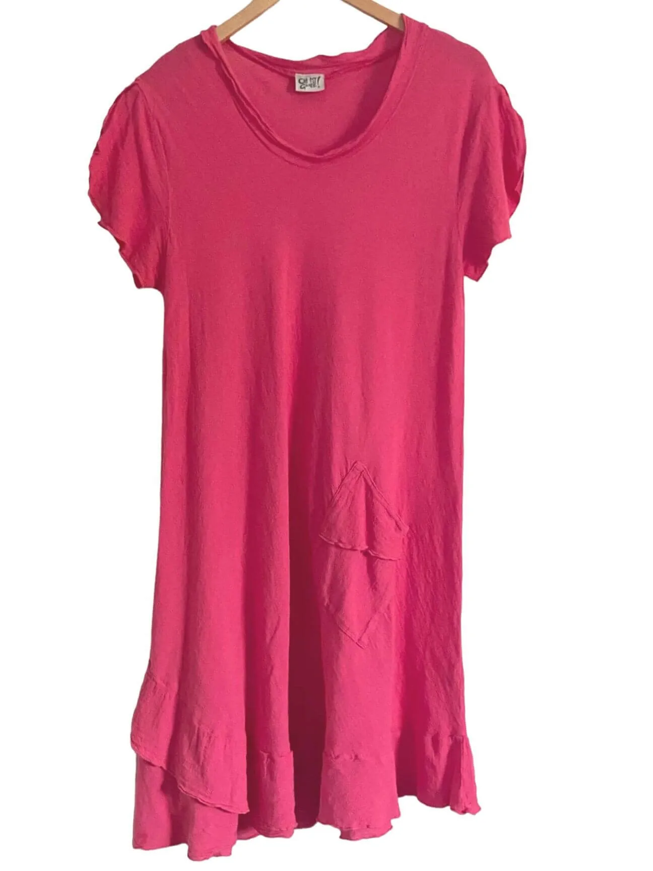 Dark Winter Pink Punch Gauze Ruffle Dress