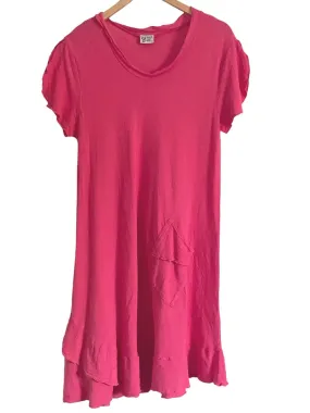 Dark Winter Pink Punch Gauze Ruffle Dress