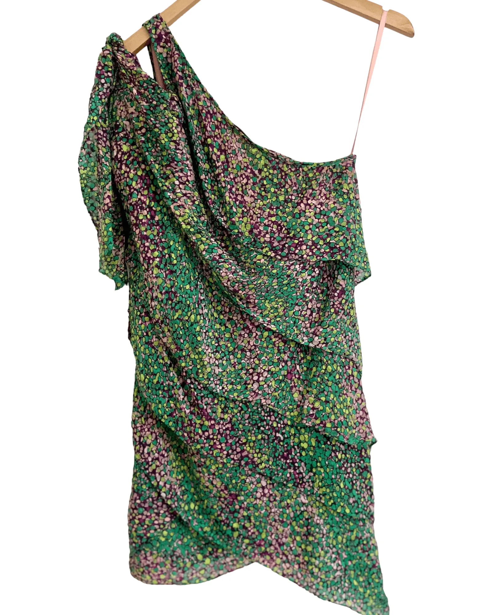 Dark Winter Prism Print Tiered One Shoulder Dress