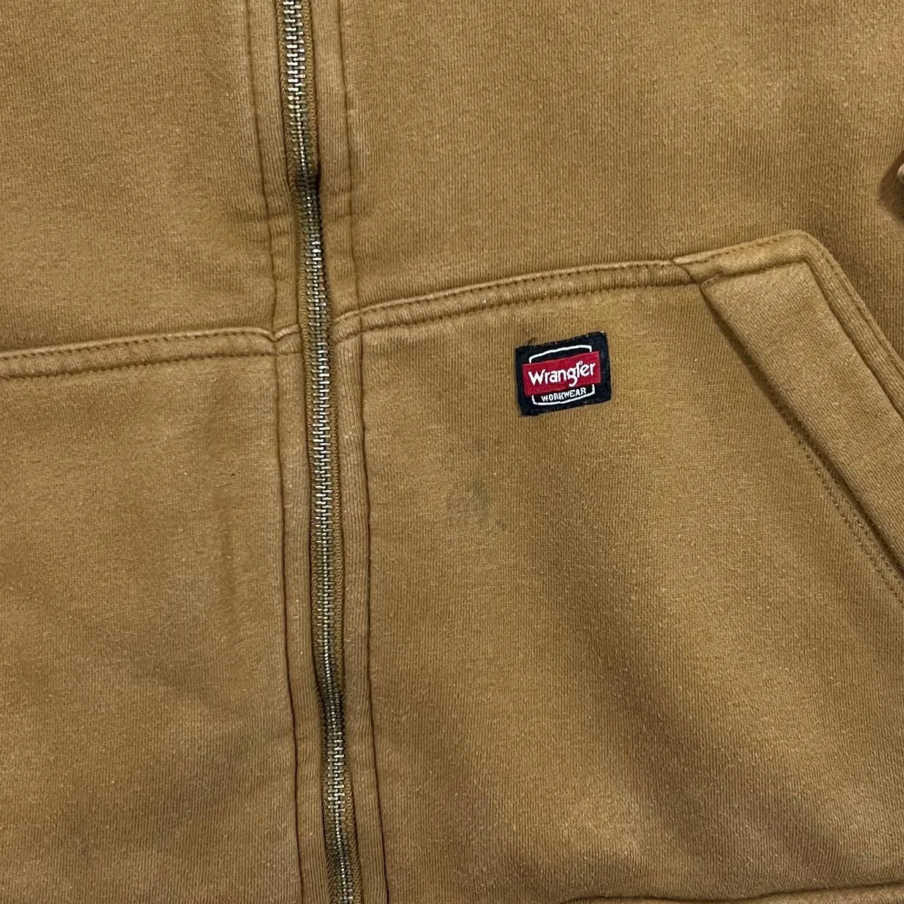 Early 00's WRANGLER Workwear Sherpa Fleece Lined Skater Brown Zip Hoodie
