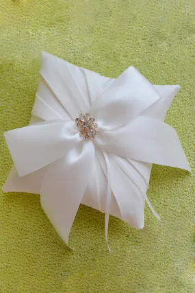 Elegant Ring Pillow In Satin With Ribbons And Beads