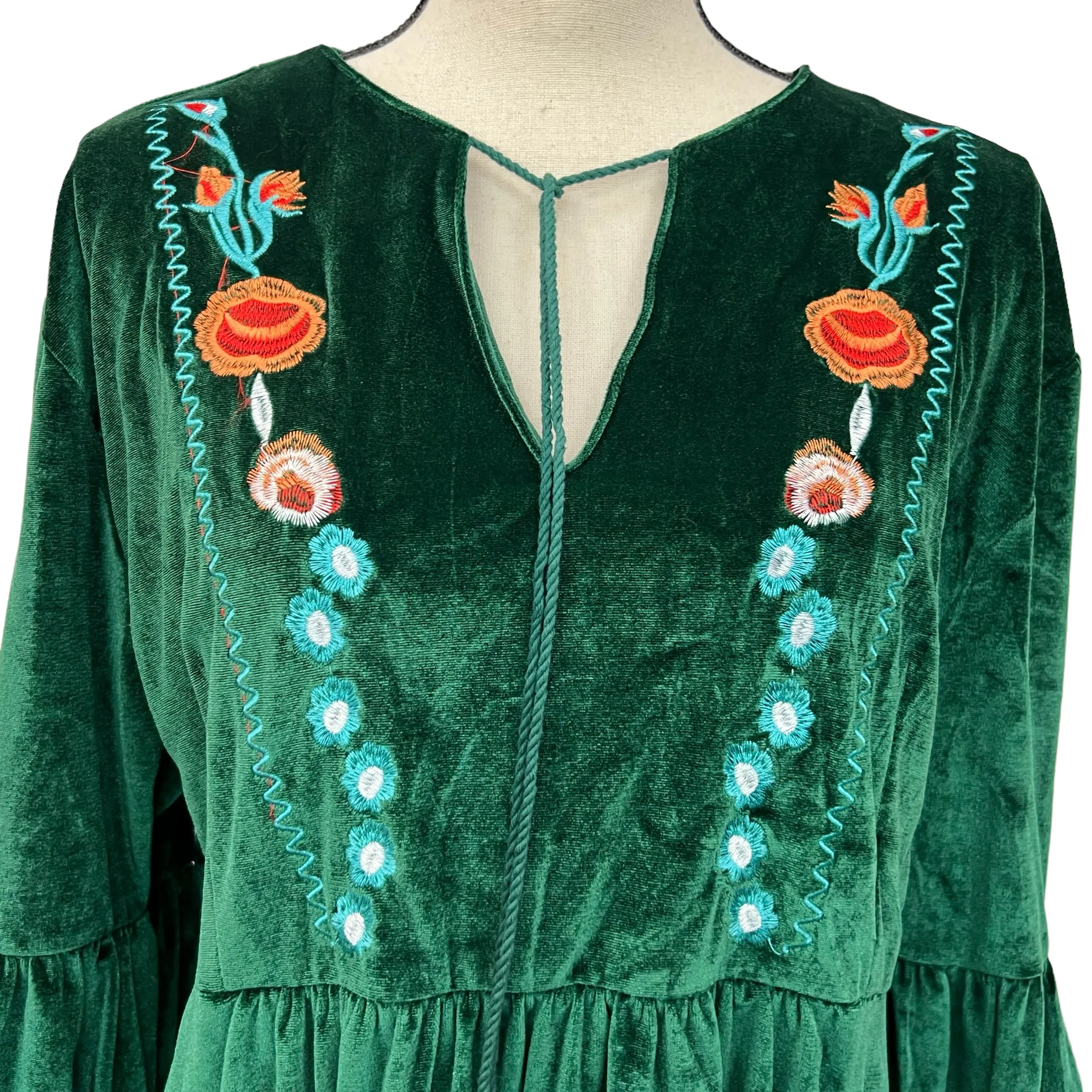 Embroidered Peasant Dress 3XL