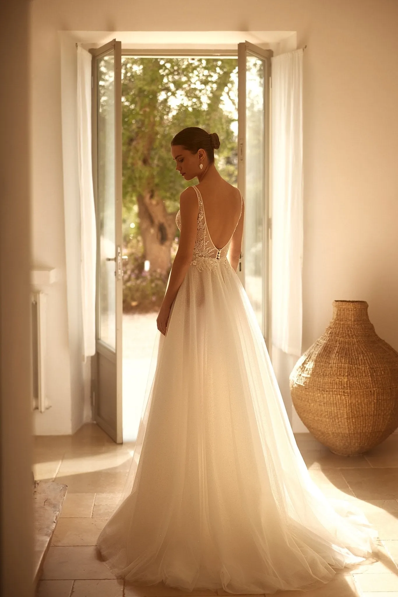 Ethereal Tulle A-Line Wedding Gown with Beaded Lace Bodice and Gentle Train Plus Size