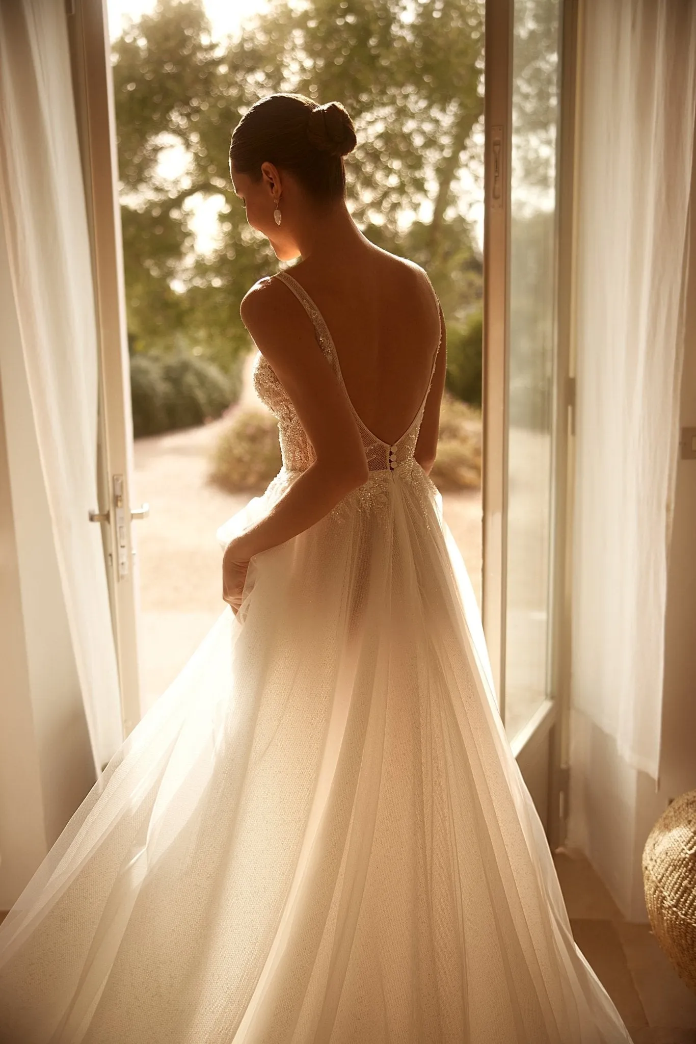 Ethereal Tulle A-Line Wedding Gown with Beaded Lace Bodice and Gentle Train Plus Size