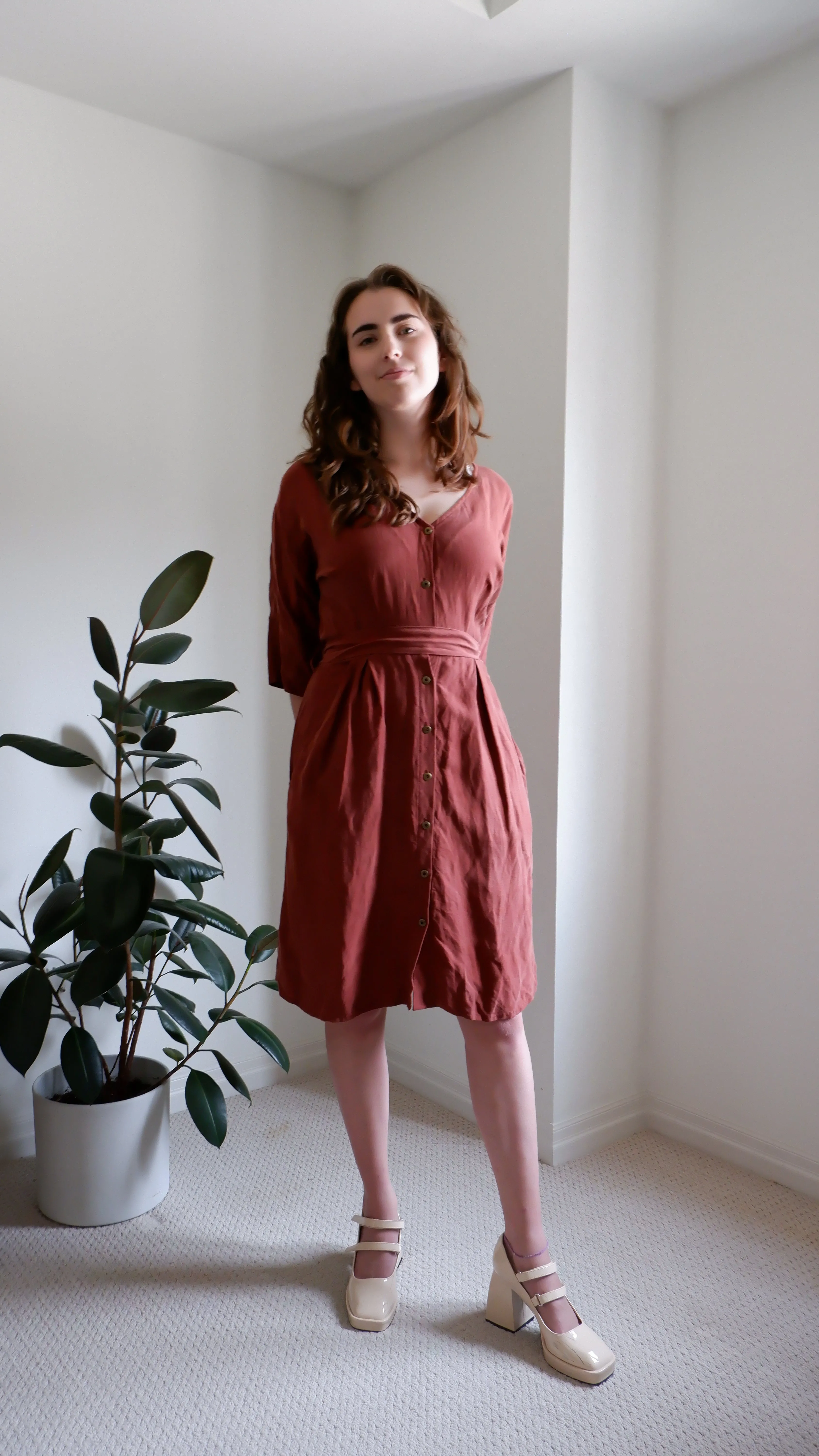 Eve Gravel Romantic Rust Dress - M