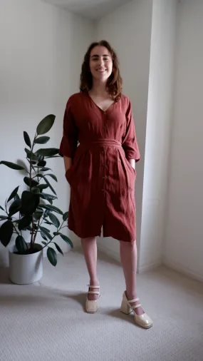Eve Gravel Romantic Rust Dress - M