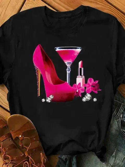 Fashion Style Short Sleeve Women's Tshirt-Maycaur Printed Shirts