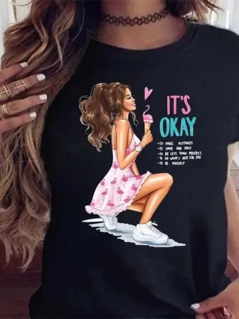 Fashion Style Short Sleeve Women's Tshirt-Maycaur Printed Shirts