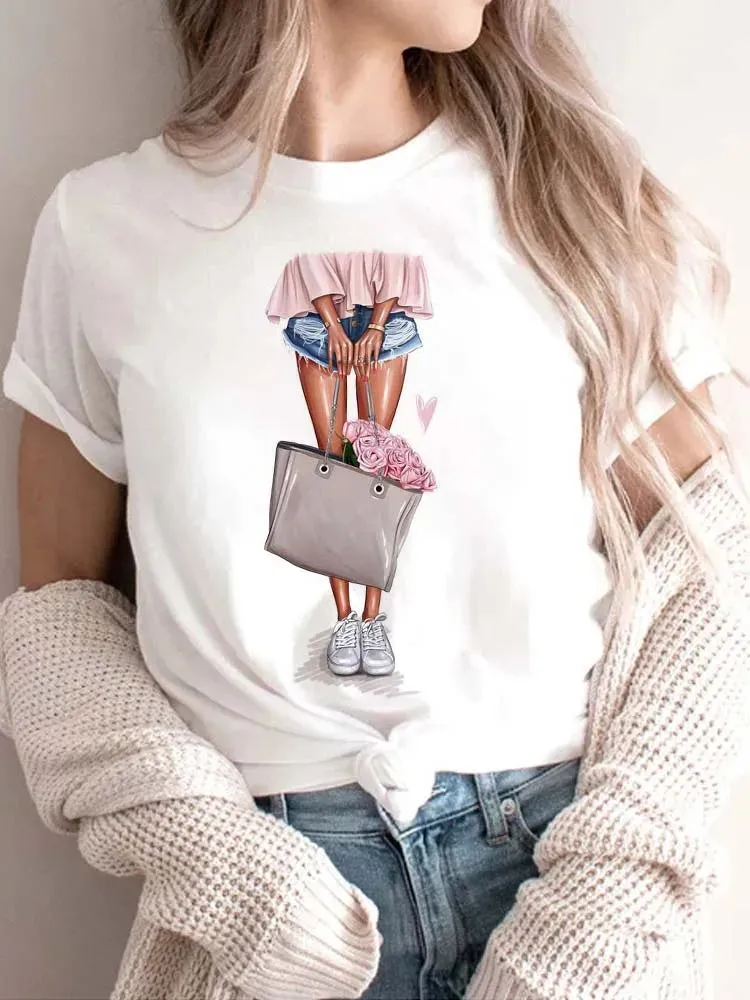 Fashion Style Short Sleeve Women's Tshirt-Maycaur Printed Shirts
