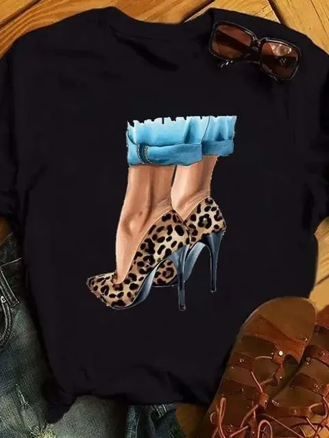 Fashion Style Short Sleeve Women's Tshirt-Maycaur Printed Shirts