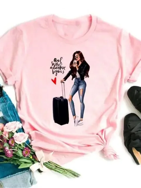 Fashion Style Short Sleeve Women's Tshirt-Maycaur Printed Shirts
