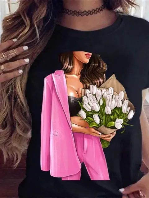 Fashion Style Short Sleeve Women's Tshirt-Maycaur Printed Shirts