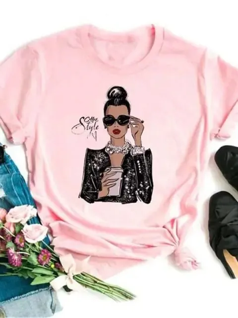 Fashion Style Short Sleeve Women's Tshirt-Maycaur Printed Shirts