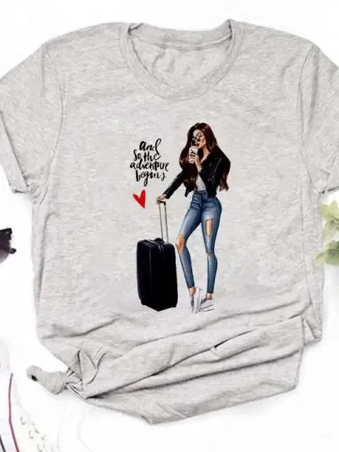 Fashion Style Short Sleeve Women's Tshirt-Maycaur Printed Shirts