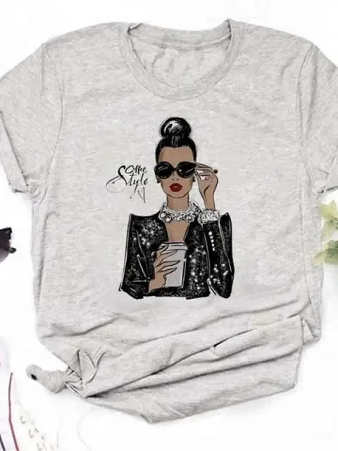 Fashion Style Short Sleeve Women's Tshirt-Maycaur Printed Shirts