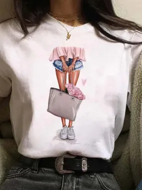 Fashion Style Short Sleeve Women's Tshirt-Maycaur Printed Shirts