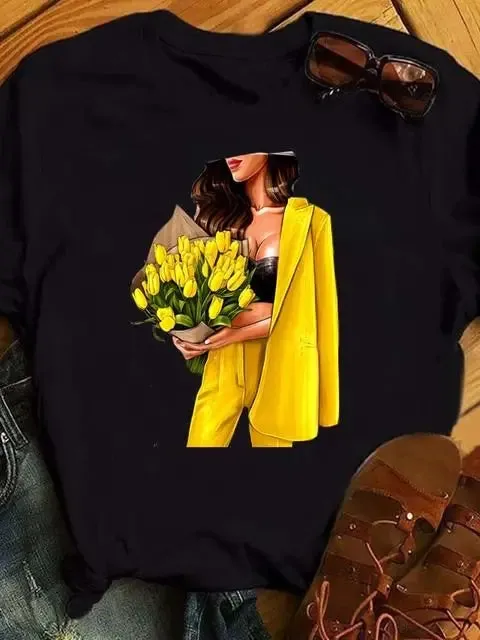 Fashion Style Short Sleeve Women's Tshirt-Maycaur Printed Shirts