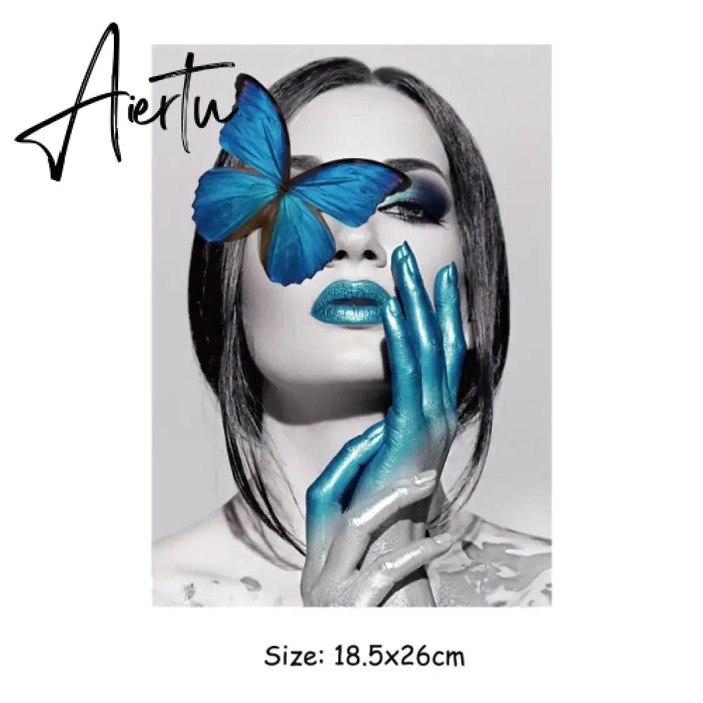 Fashion Woman Thermal Patch Flower Butterfly Girl Transfers T-Shirt Jeans Heat Transfer Washable Diy Iron-On Transfer