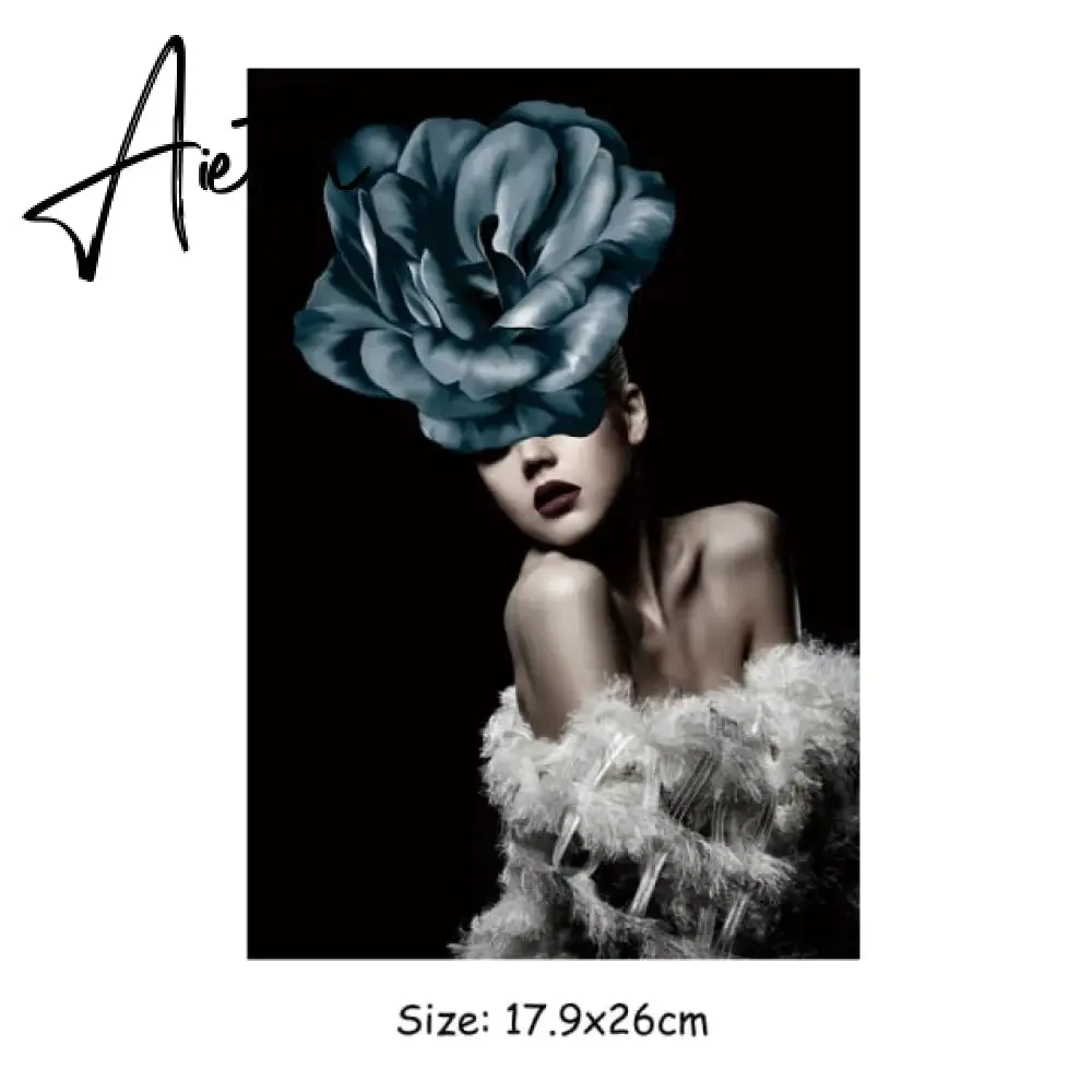 Fashion Woman Thermal Patch Flower Butterfly Girl Transfers T-Shirt Jeans Heat Transfer Washable Diy Iron-On Transfer