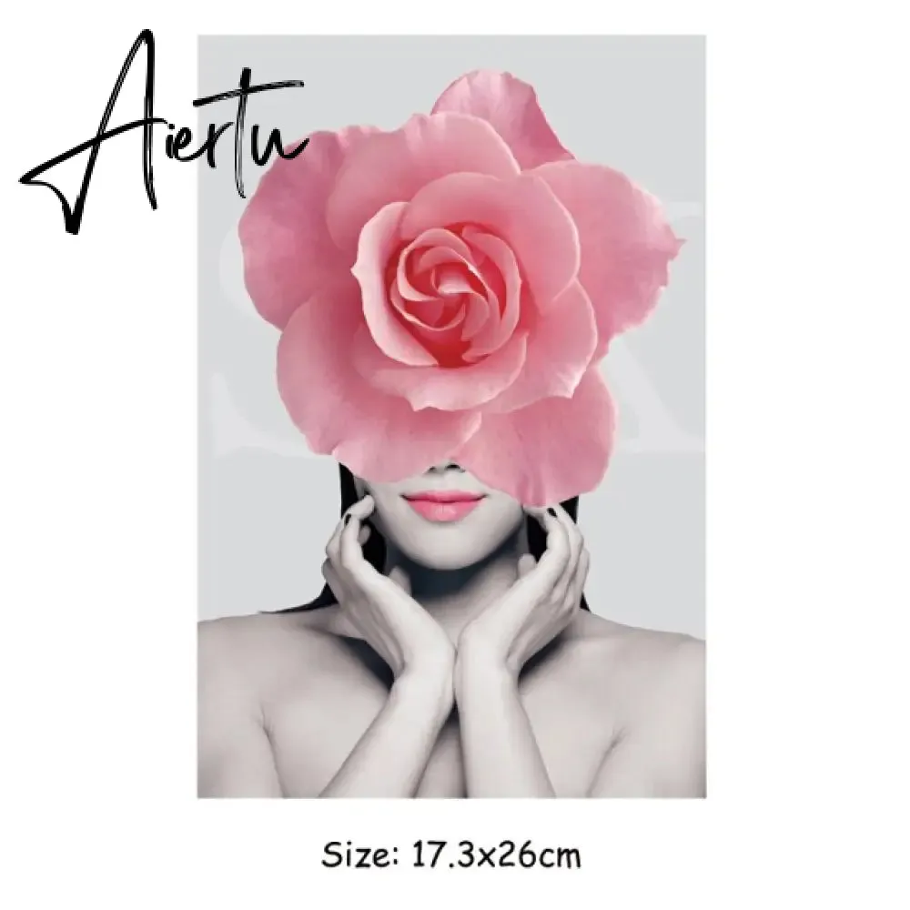Fashion Woman Thermal Patch Flower Butterfly Girl Transfers T-Shirt Jeans Heat Transfer Washable Diy Iron-On Transfer
