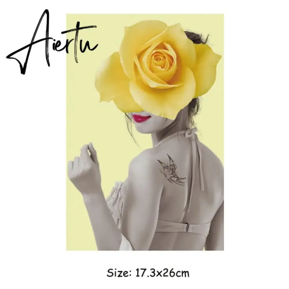 Fashion Woman Thermal Patch Flower Butterfly Girl Transfers T-Shirt Jeans Heat Transfer Washable Diy Iron-On Transfer