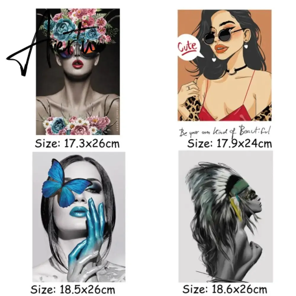 Fashion Woman Thermal Patch Flower Butterfly Girl Transfers T-Shirt Jeans Heat Transfer Washable Diy Iron-On Transfer