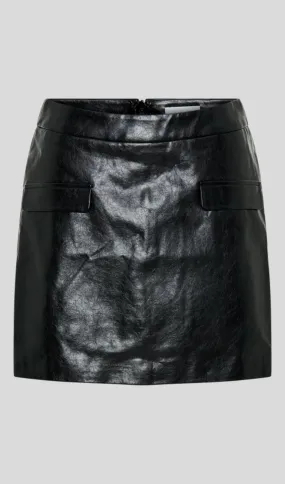 Faux Leather Bubble Mini Skirt