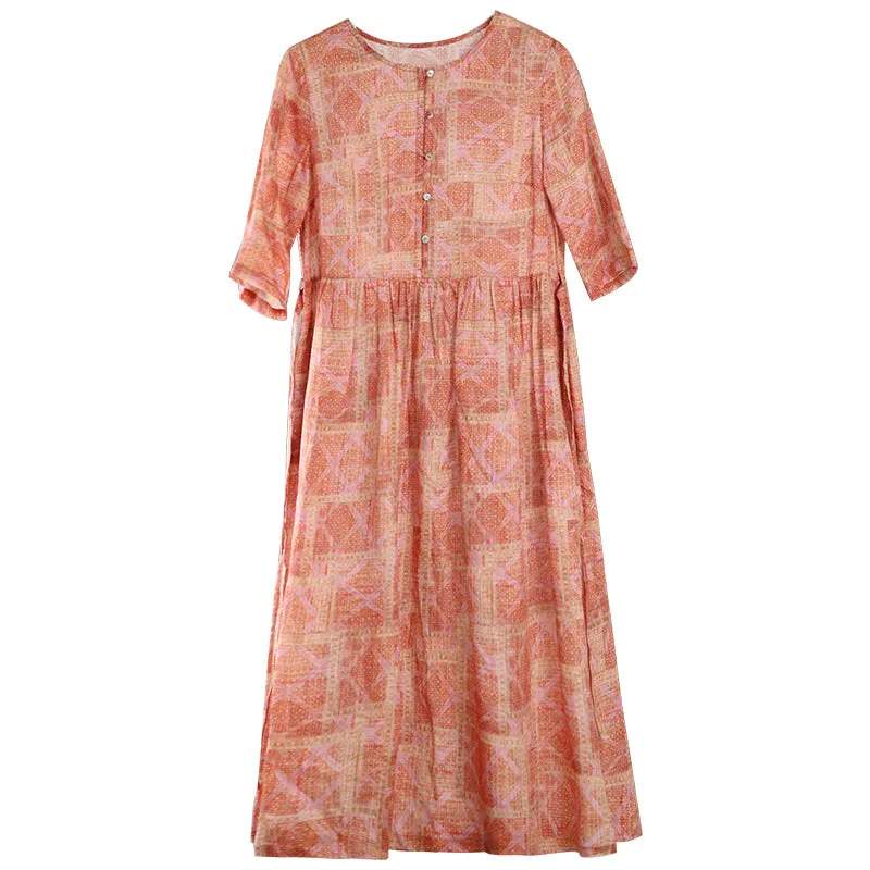 Floral 100% Linen Women dresses Spring Summer Women DressesWC961806