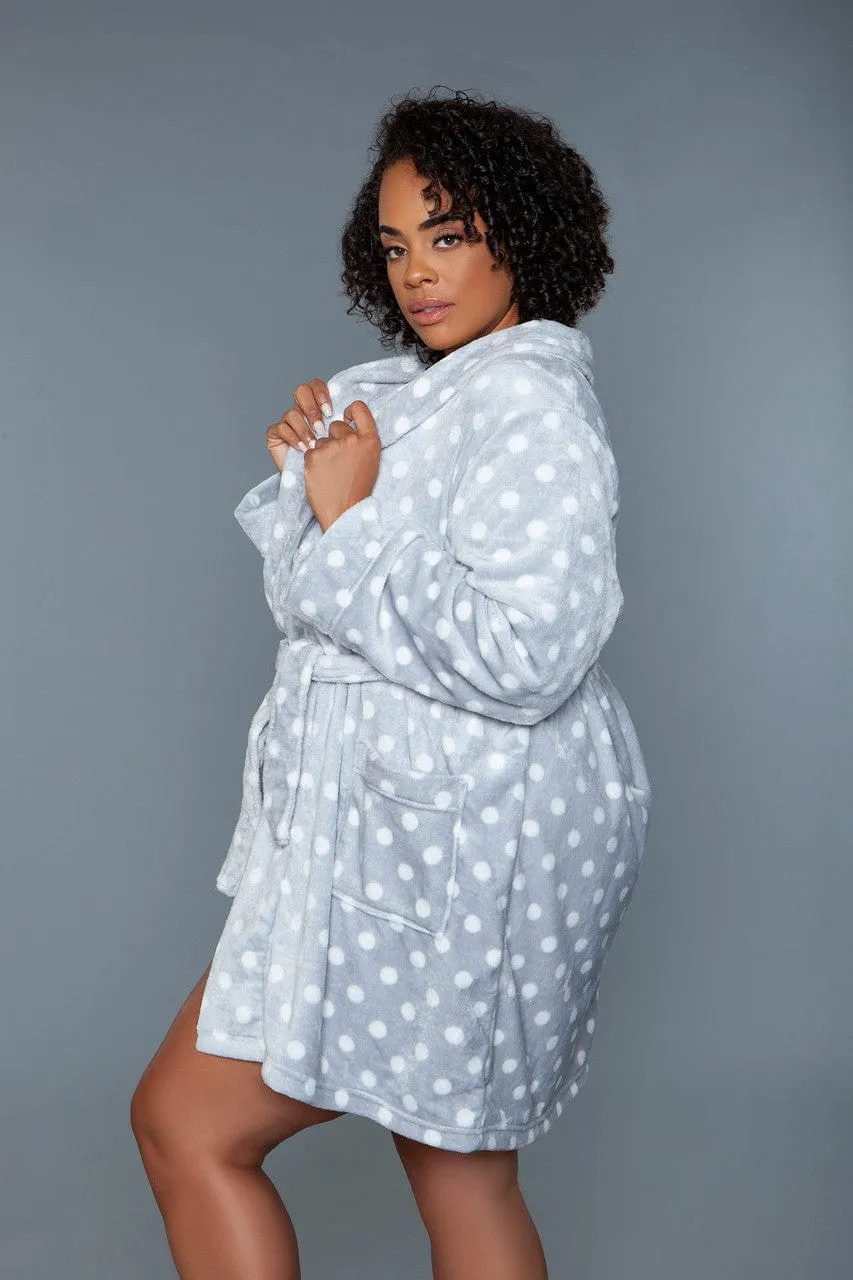 Geovan Plush Robe Grey White