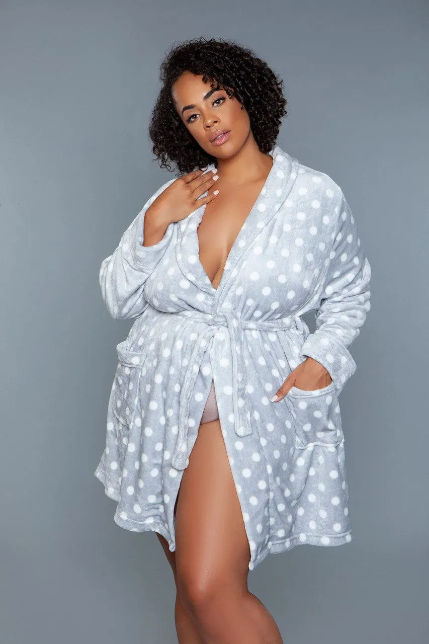 Geovan Plush Robe Grey White